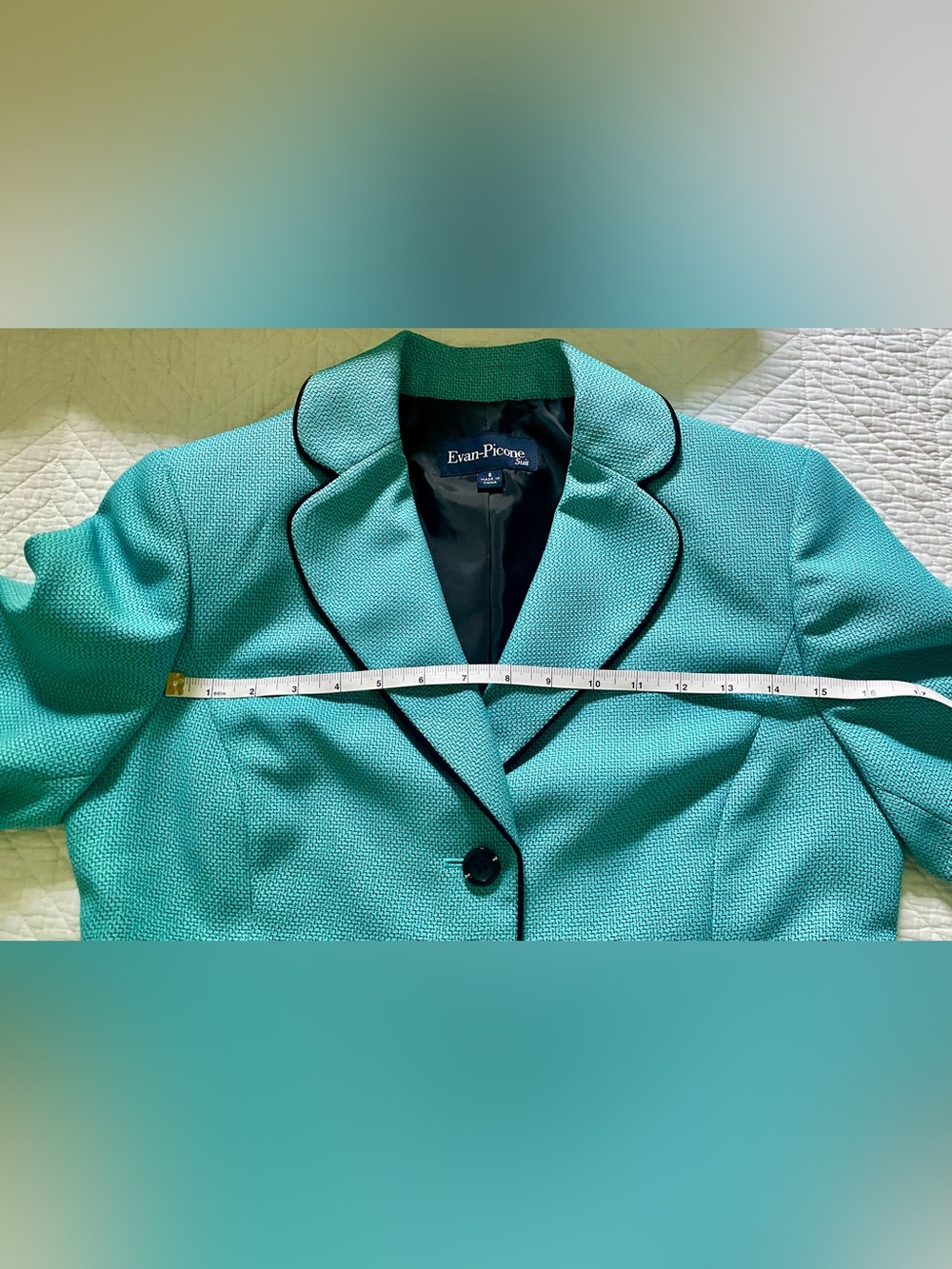 Vintage Evan-Picone Teal Notch Collar Blazer - Picture 16 of 16